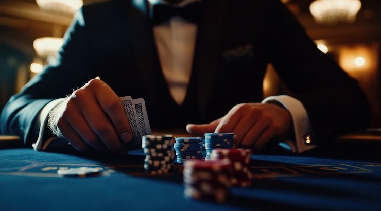 Antarmuka aplikasi mobile bandot slot menampilkan meja dealer langsung dengan tombol setor dan tarik